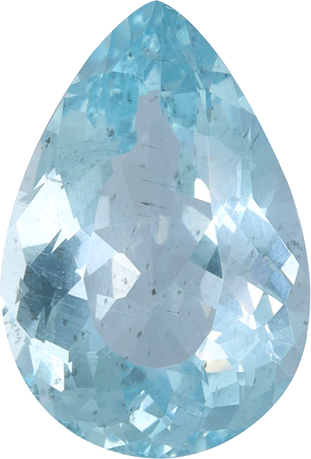 Pear cut aquamarine, 13.38 by 9.05 mm, shown at actual size