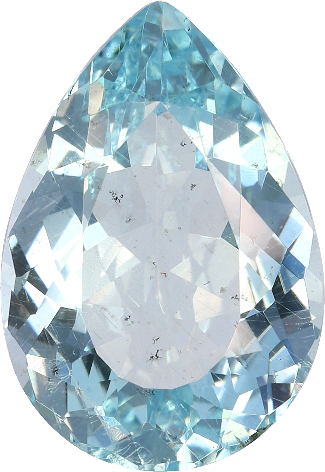 Pear cut aquamarine, 14.23 by 9.88 mm, shown at actual size