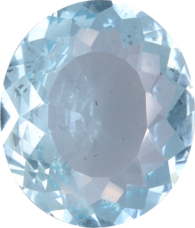 Oval cut aquamarine, 13.76 by 11.8 mm, shown at actual size
