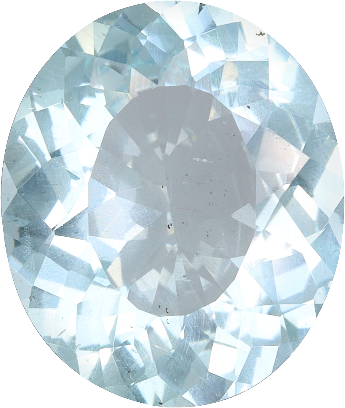 Oval cut aquamarine, 11.79 by 9.92 mm, shown at actual size