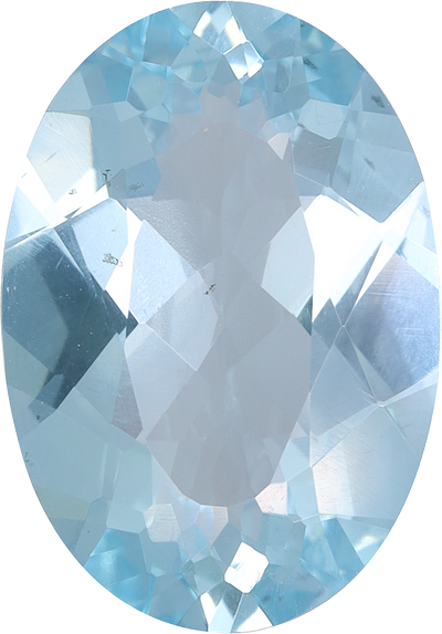 Oval cut aquamarine, 12.56 by 8.72 mm, shown at actual size