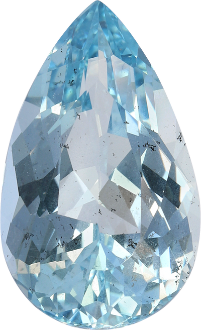 Pear cut aquamarine, 16.73 by 10.06 mm, shown at actual size