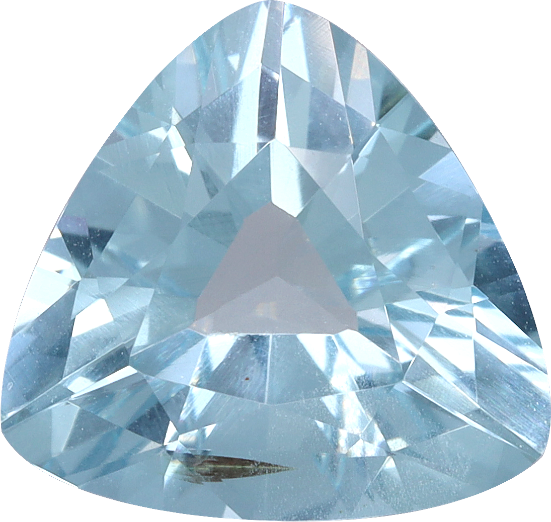 Trilliant cut aquamarine, 9.85 by 9.74 mm, shown at actual size