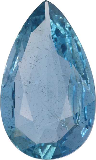 Pear cut aquamarine, 12.7 by 7.61 mm, shown at actual size