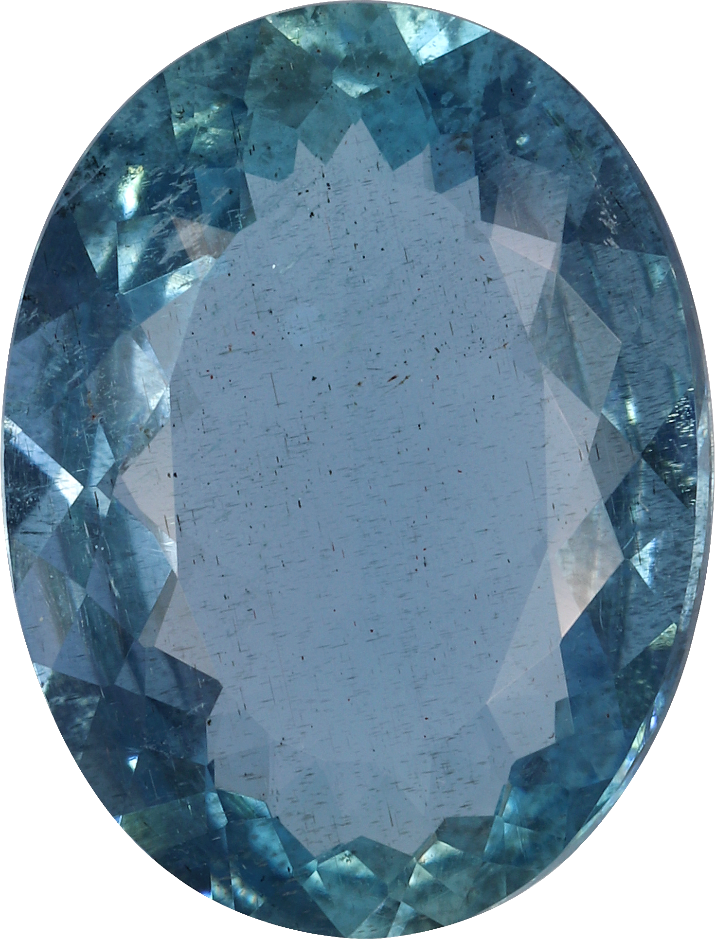 Oval cut aquamarine, 13.3 by 10.08 mm, shown at actual size
