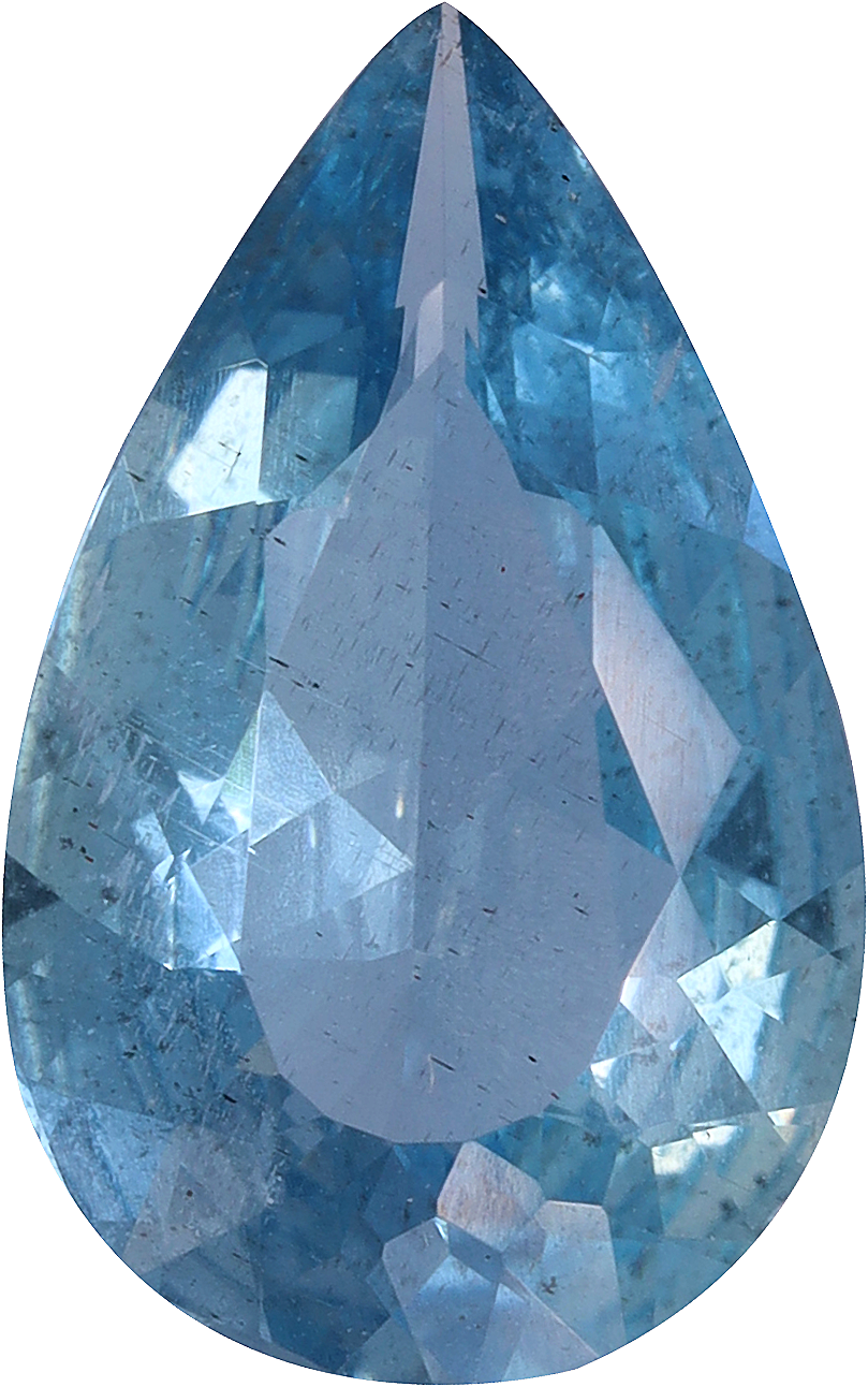 Pear cut aquamarine, 11.53 by 7.26 mm, shown at actual size
