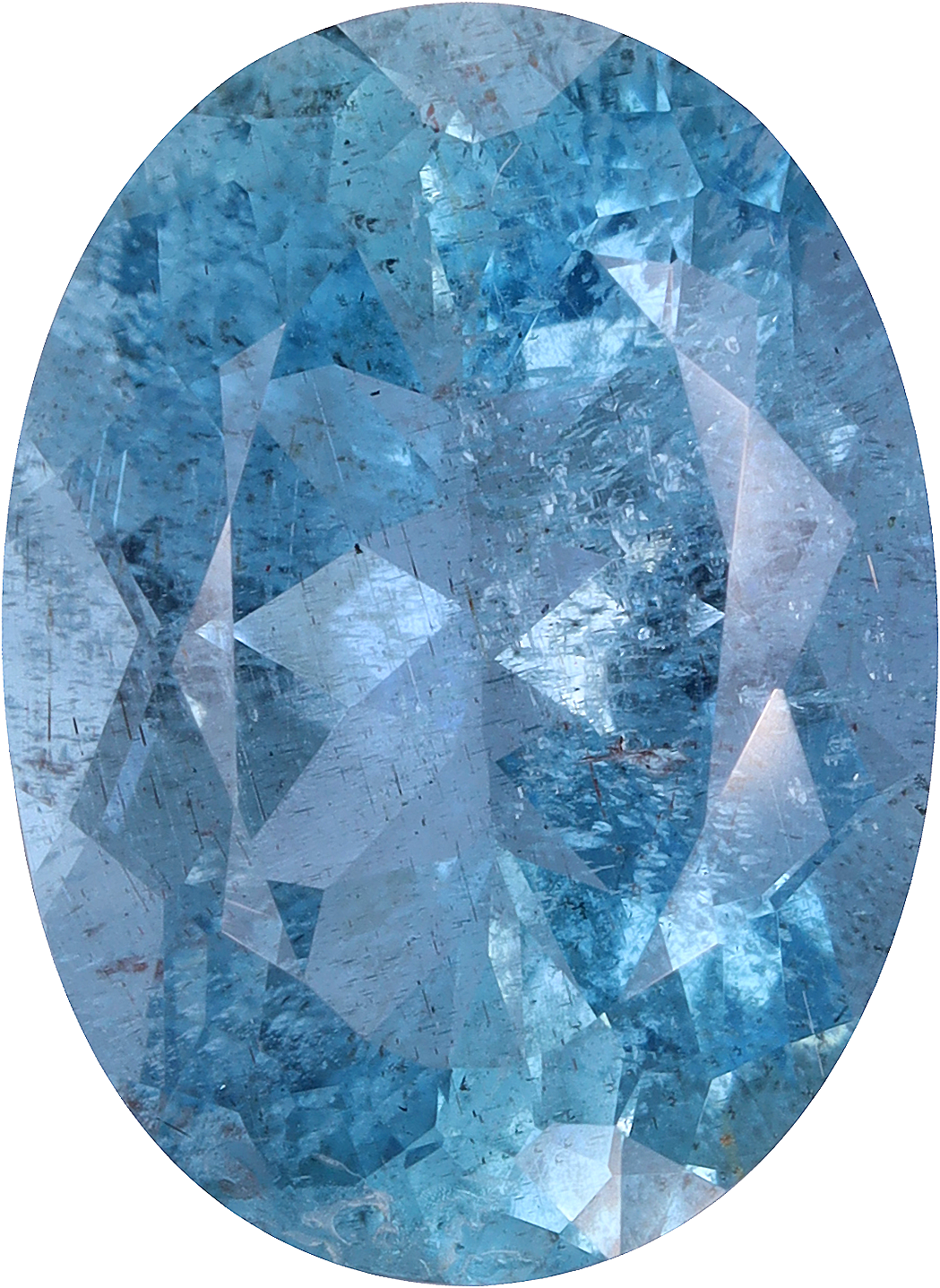 Oval cut aquamarine, 13.66 by 10.03 mm, shown at actual size