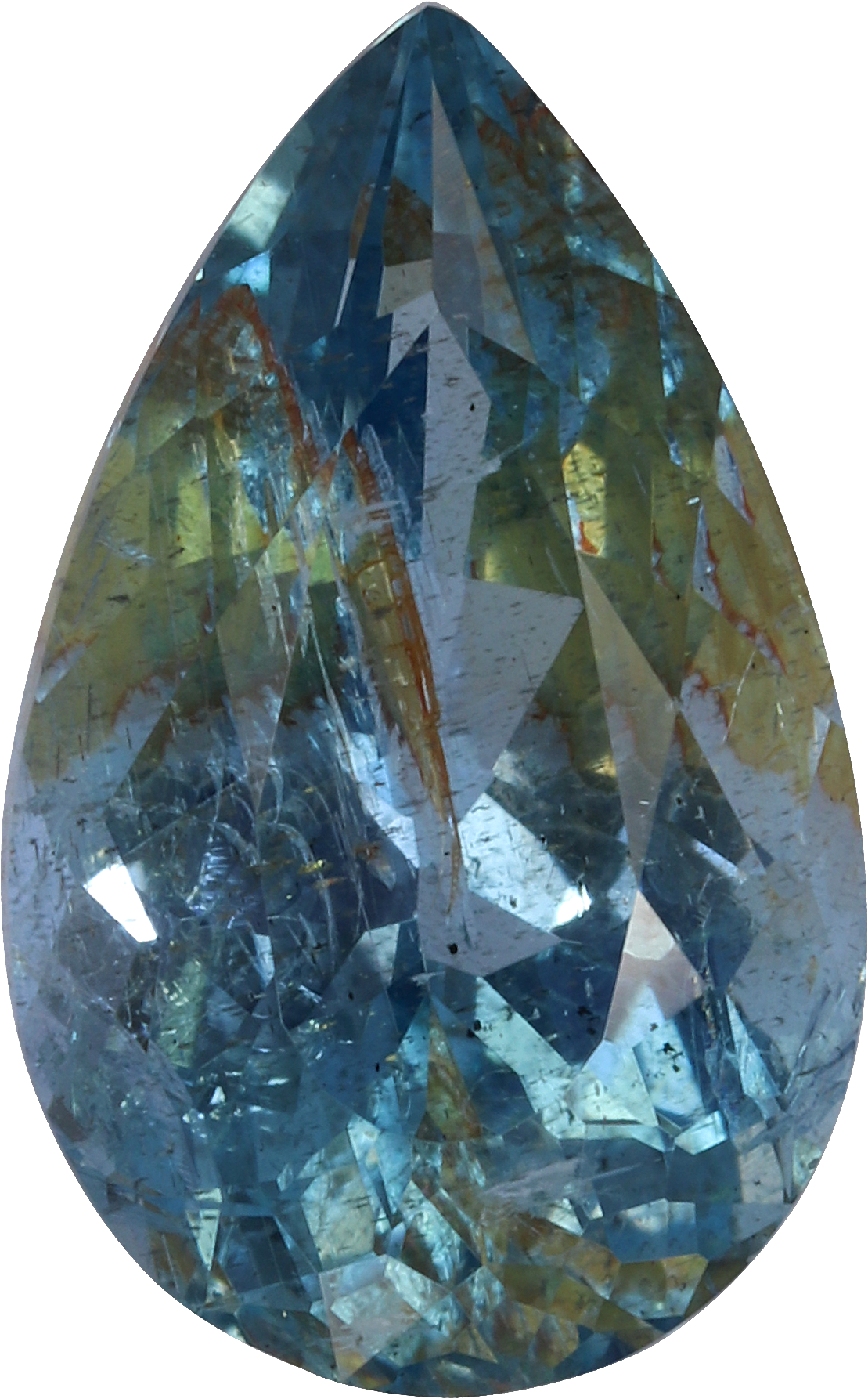 Pear cut aquamarine, 10.63 by 6.6 mm, shown at actual size