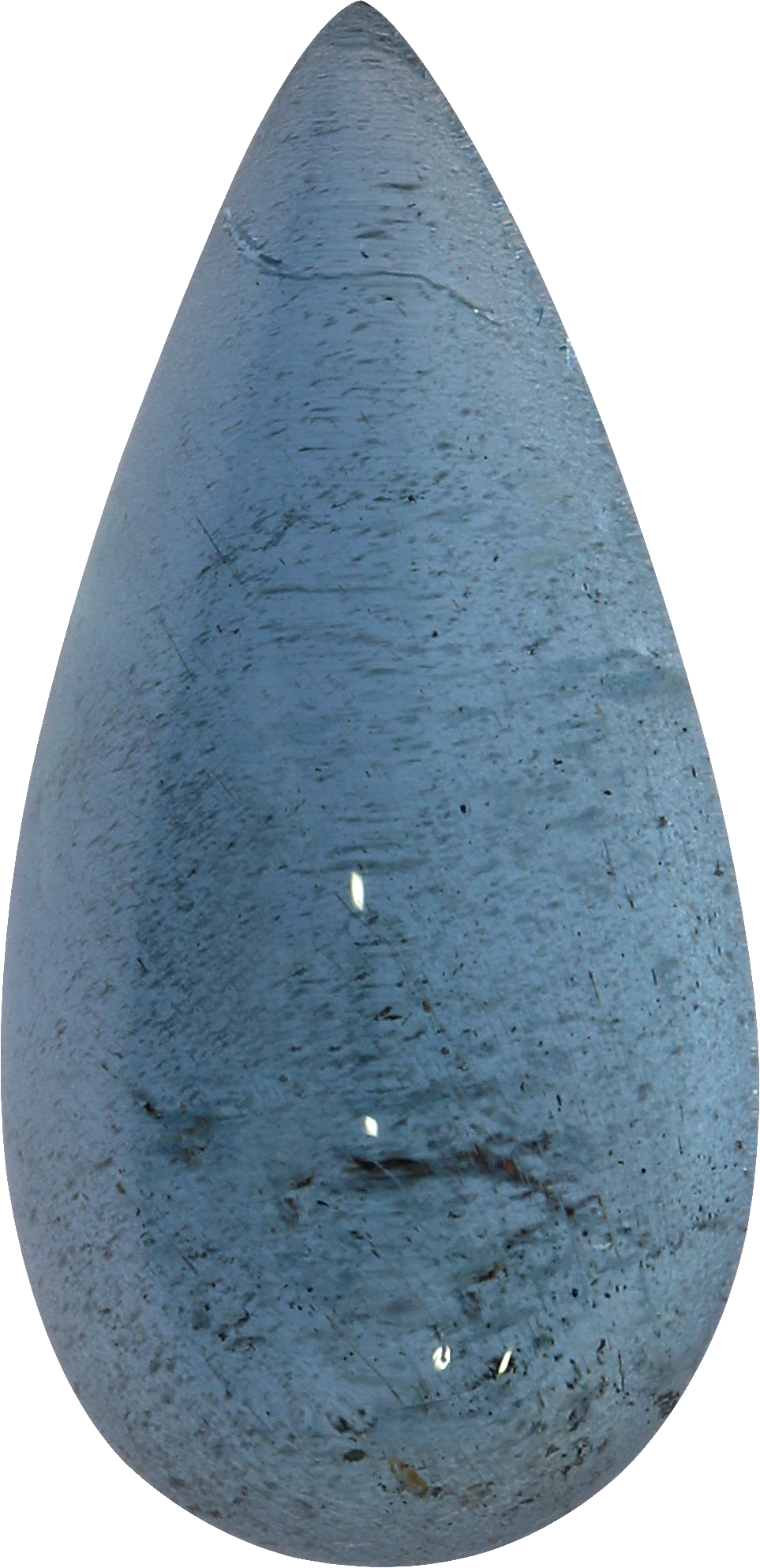 Pear cut aquamarine, 17.88 by 8.69 mm, shown at actual size