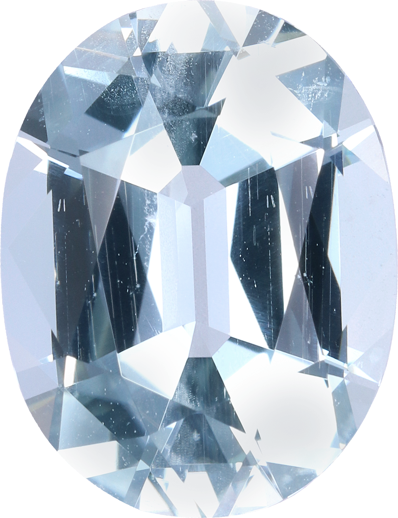 Oval cut aquamarine, 14.9 by 11.44 mm, shown at actual size