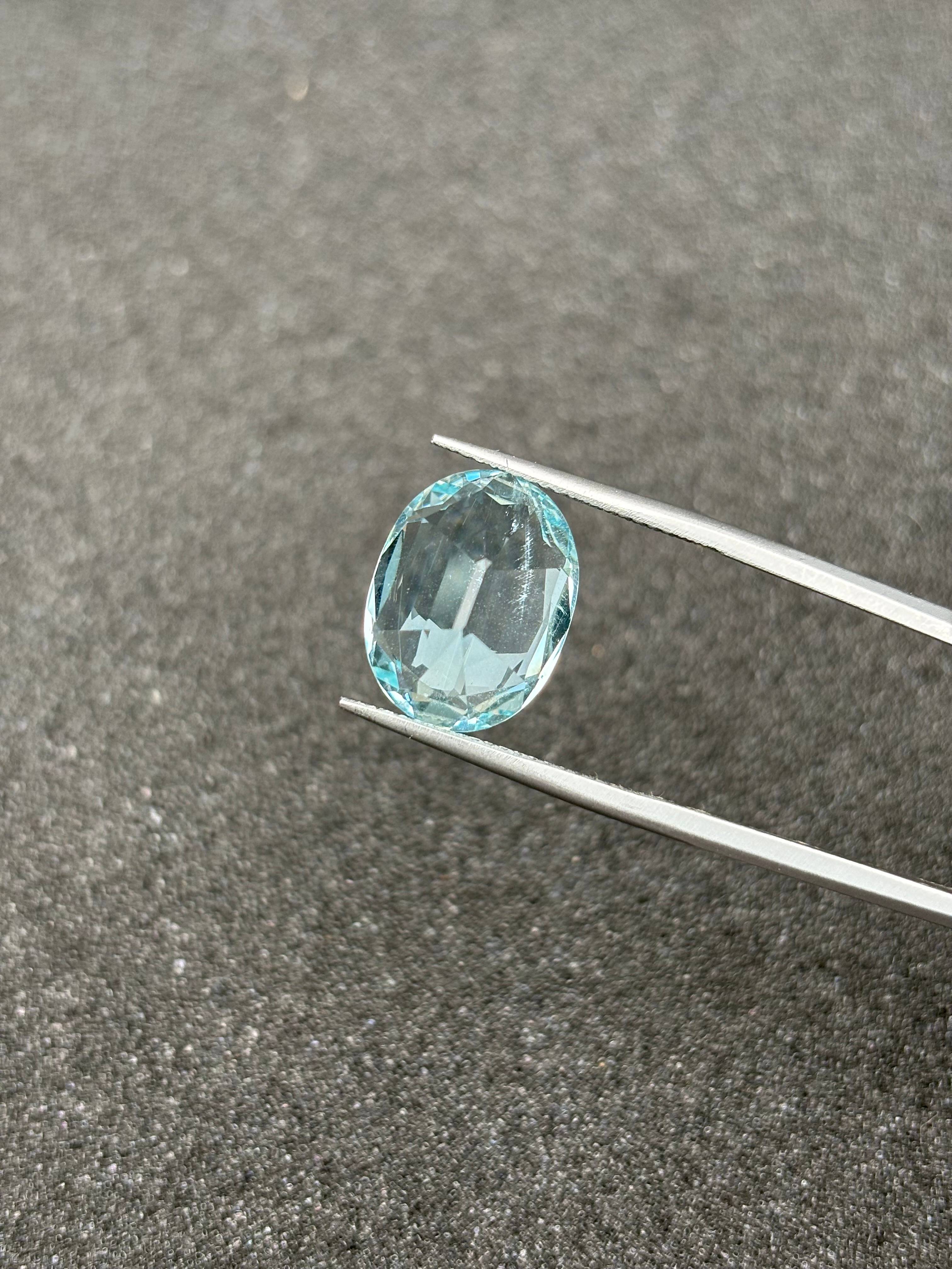 baby blue aquamarine, 6.79ct oval cut — view 5