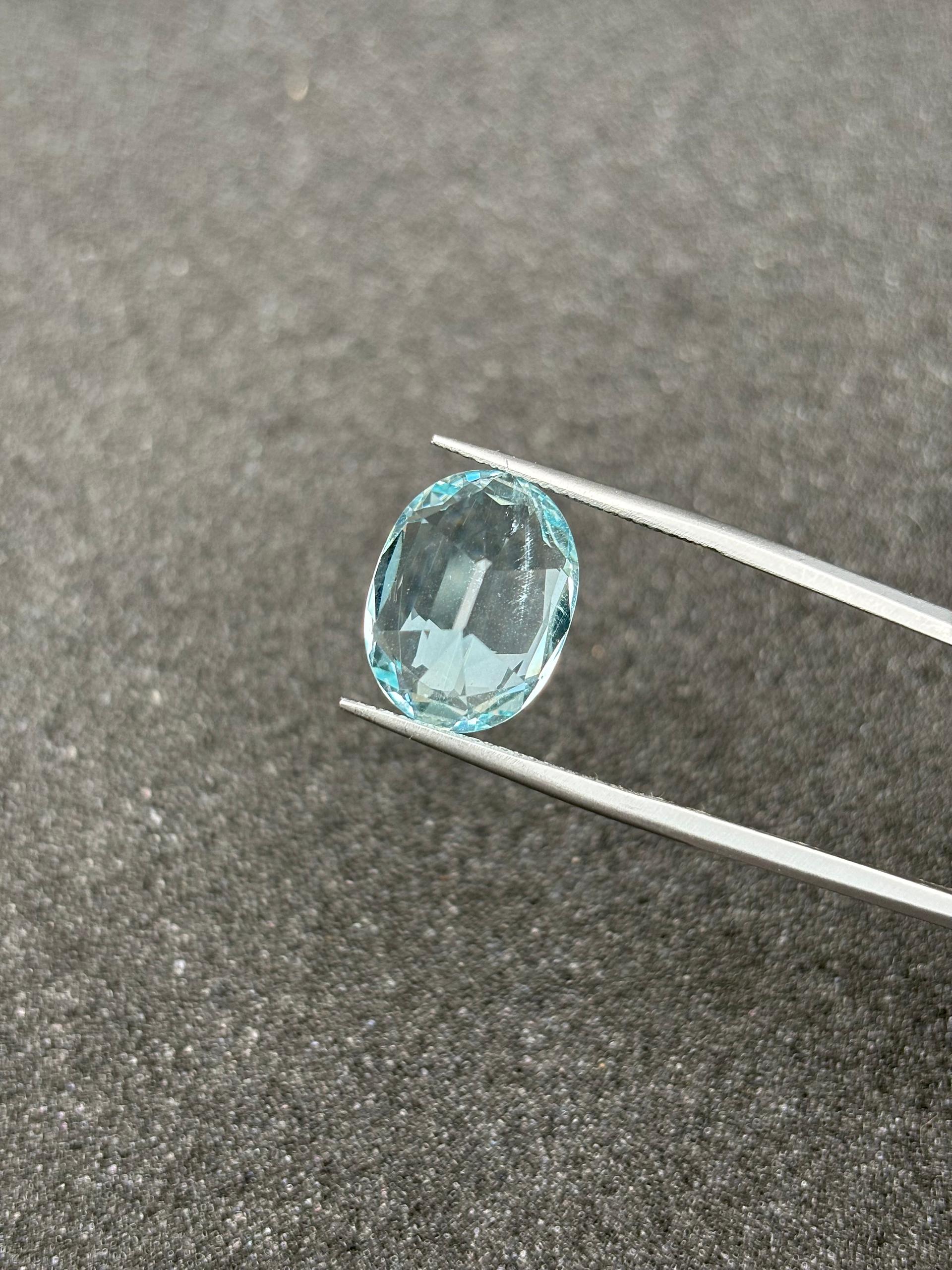 baby blue aquamarine, 6.79ct oval cut — view 5