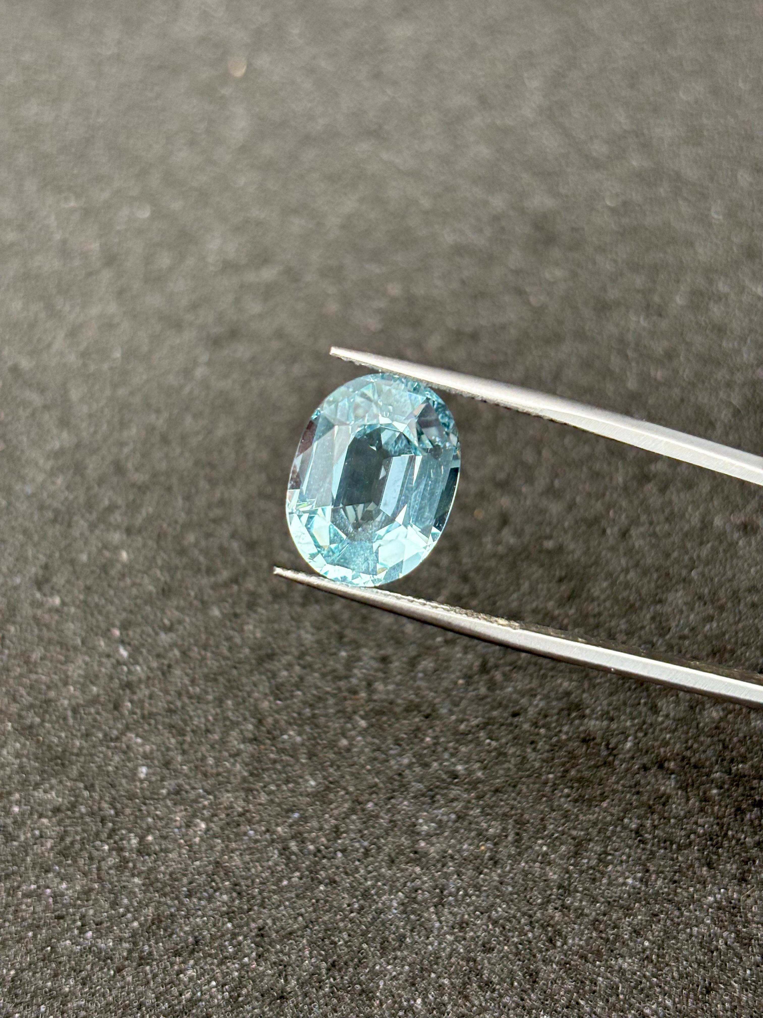 baby blue aquamarine, 6.79ct oval cut — view 6