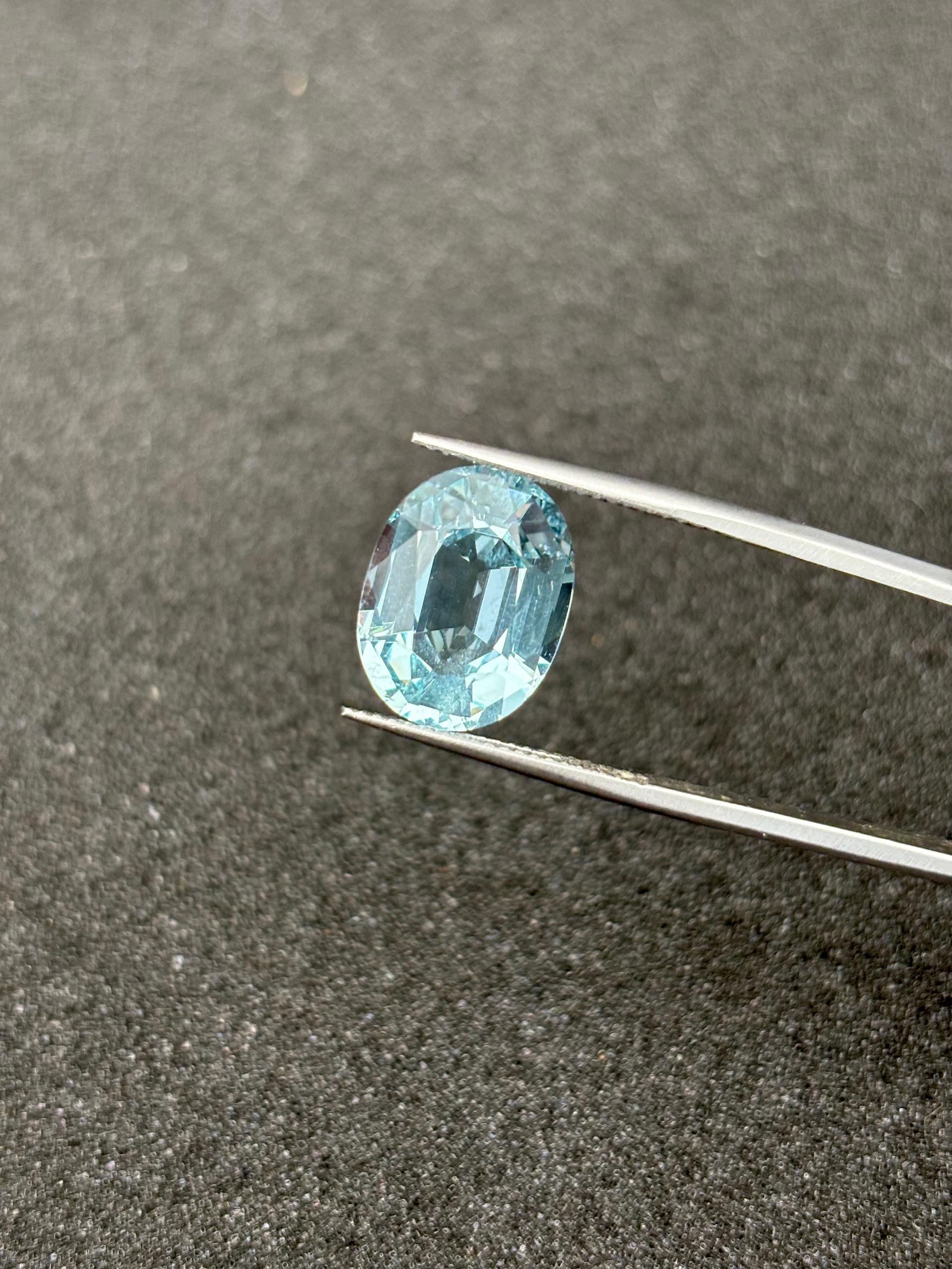 baby blue aquamarine, 6.79ct oval cut — view 6