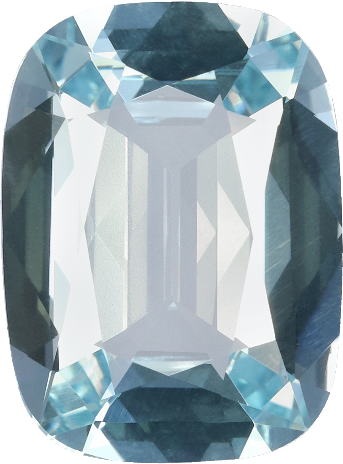Cushion cut aquamarine, 15.13 by 11.17 mm, shown at actual size