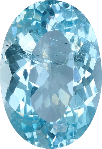 Oval cut aquamarine, 13.3 by 9.13 mm, shown at actual size