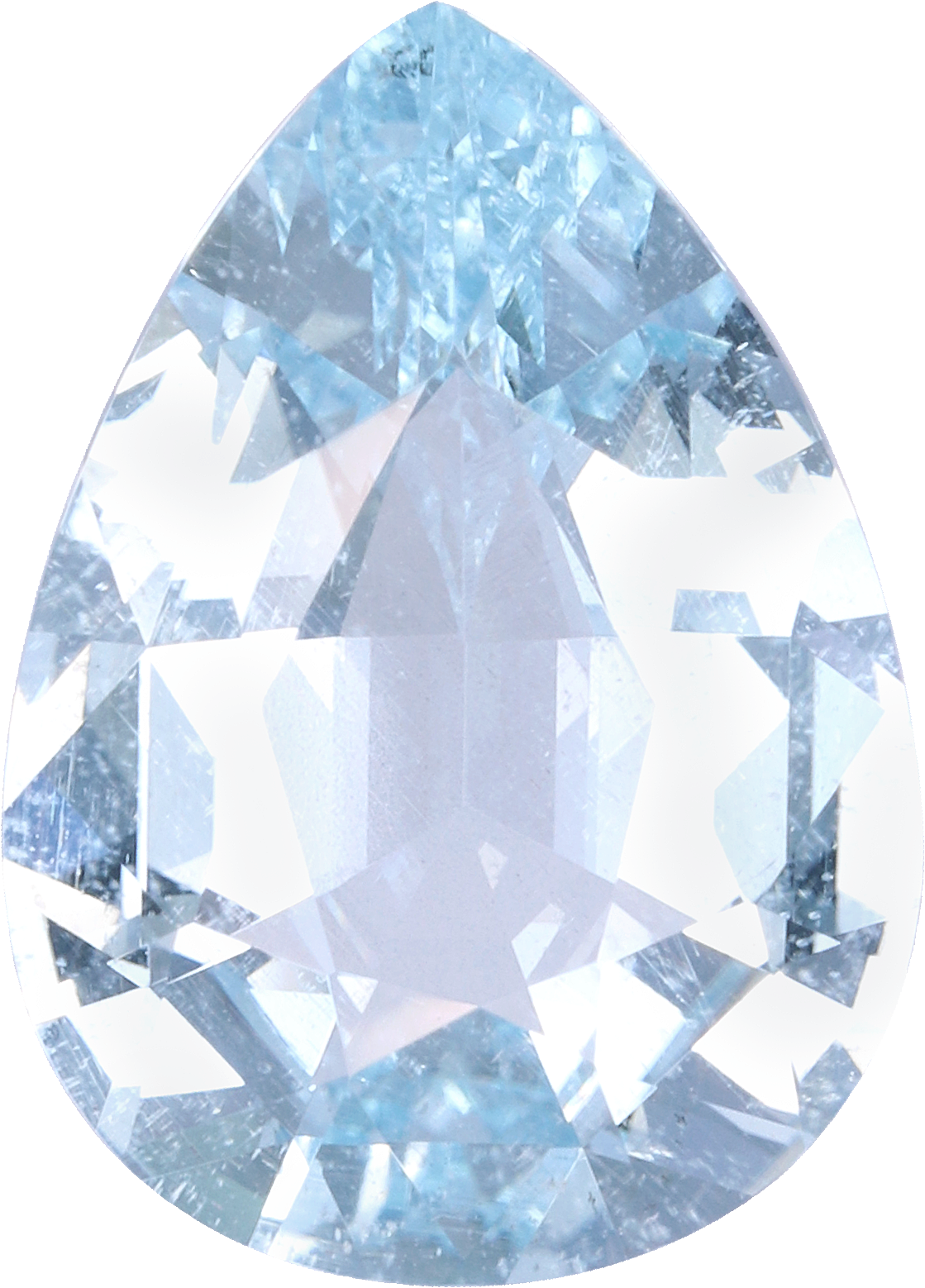 Pear cut aquamarine, 14.06 by 10.06 mm, shown at actual size