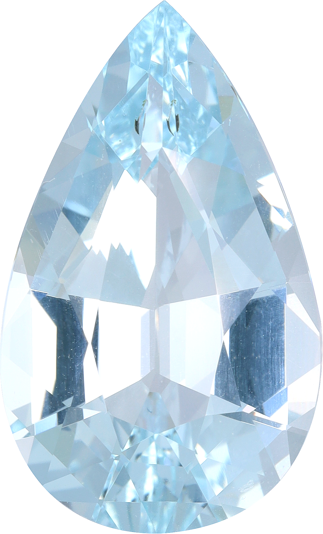 Pear cut aquamarine, 23.52 by 14.31 mm, shown at actual size