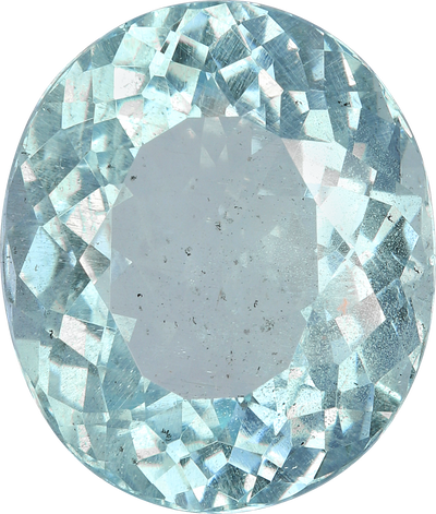 Oval cut aquamarine, 16.23 by 13.83 mm, shown at actual size