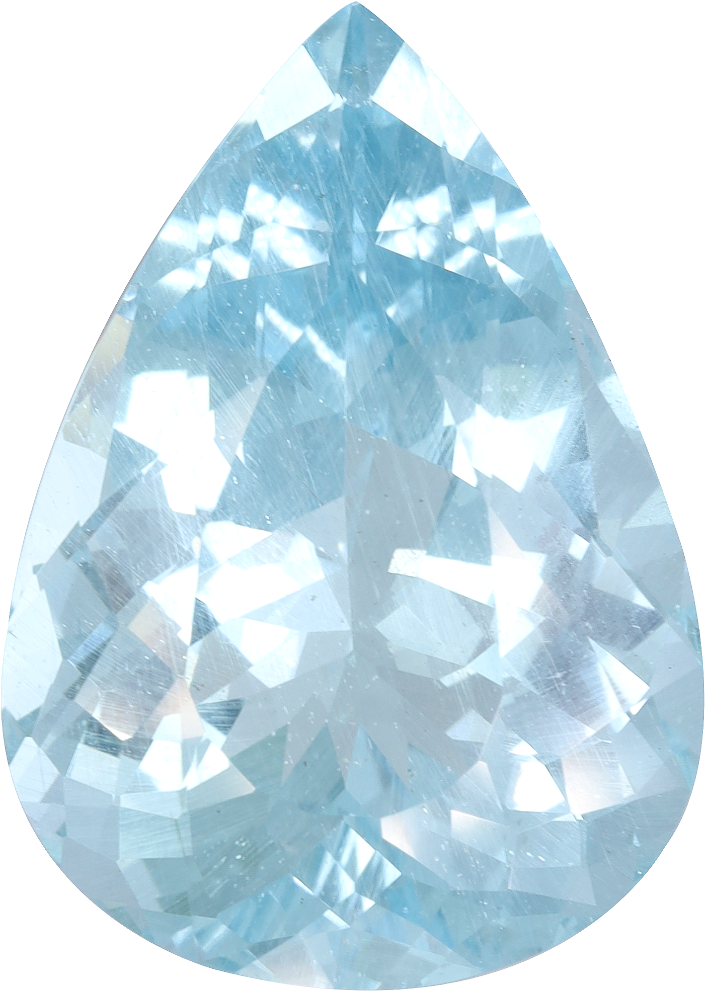 Pear cut aquamarine, 24.98 by 17.82 mm, shown at actual size
