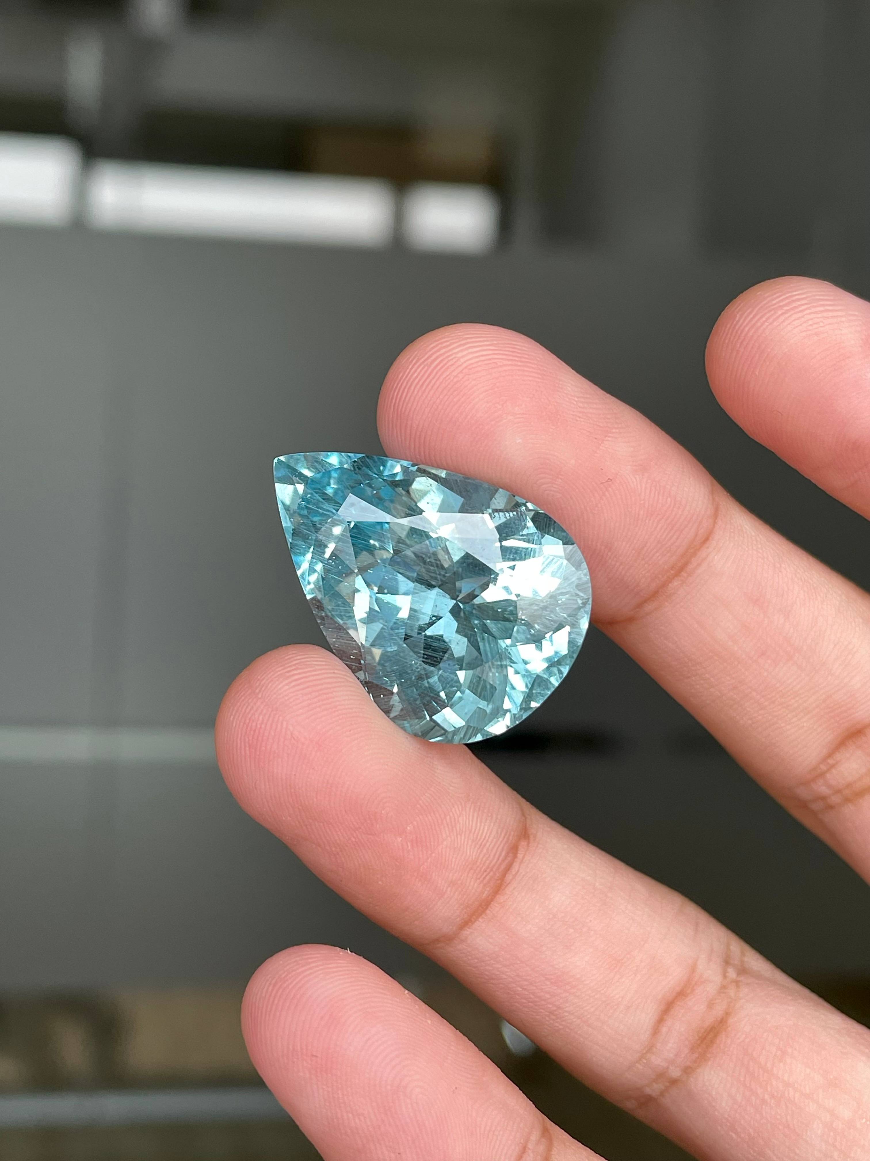 arctic blue aquamarine, 24.29ct pear cut — view 5