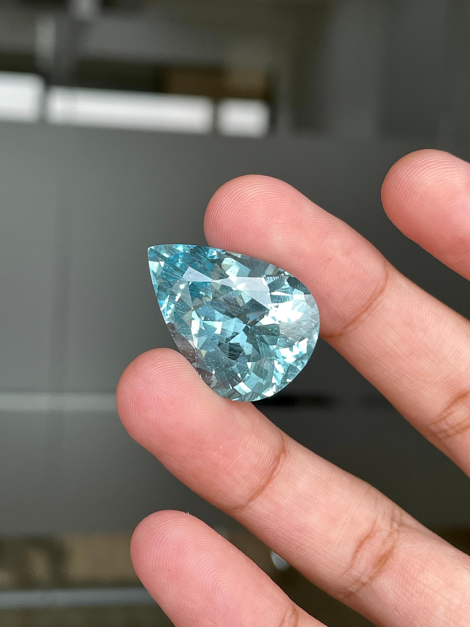 arctic blue aquamarine, 24.29ct pear cut — view 5