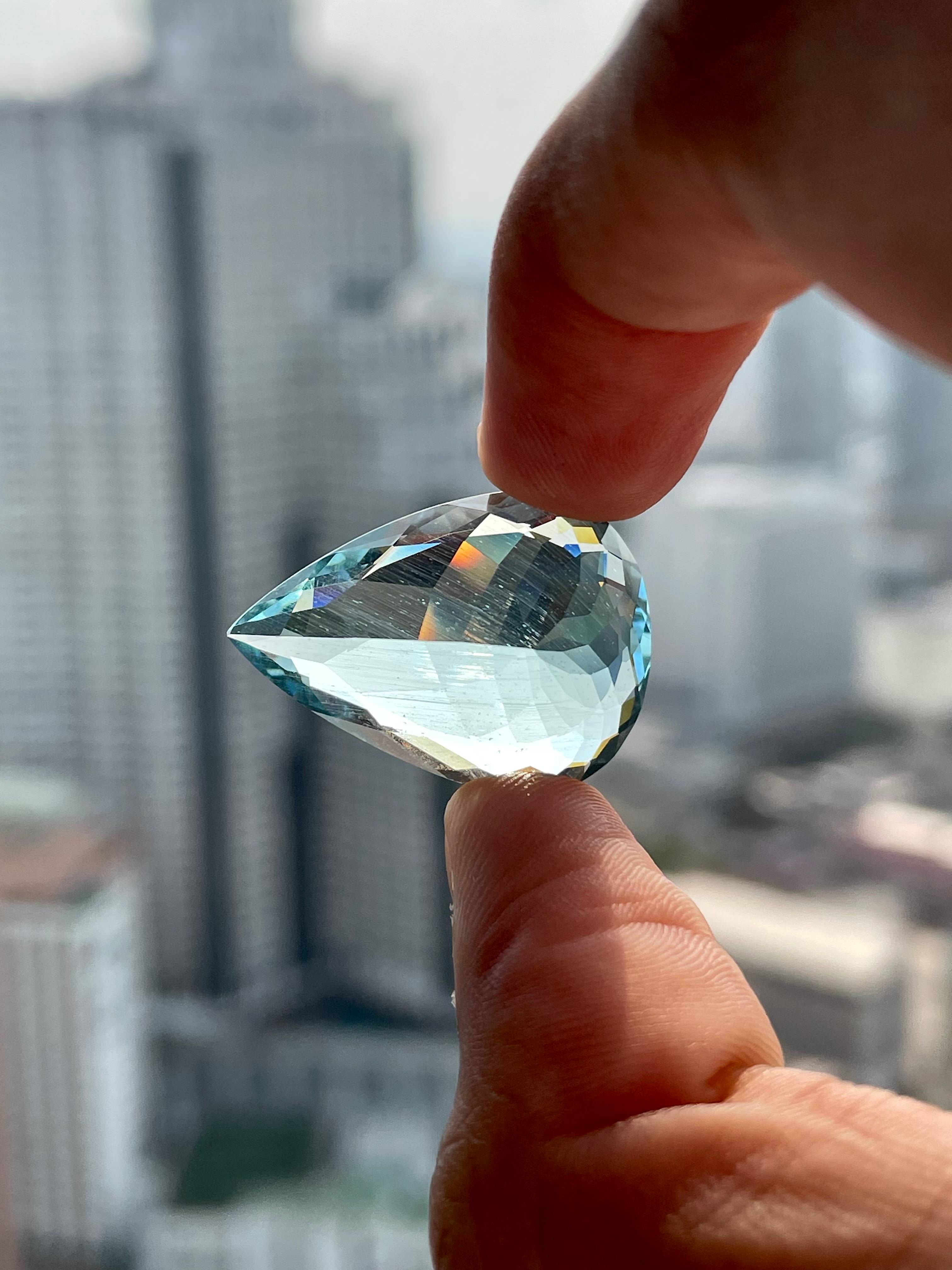 arctic blue aquamarine, 24.29ct pear cut — view 6