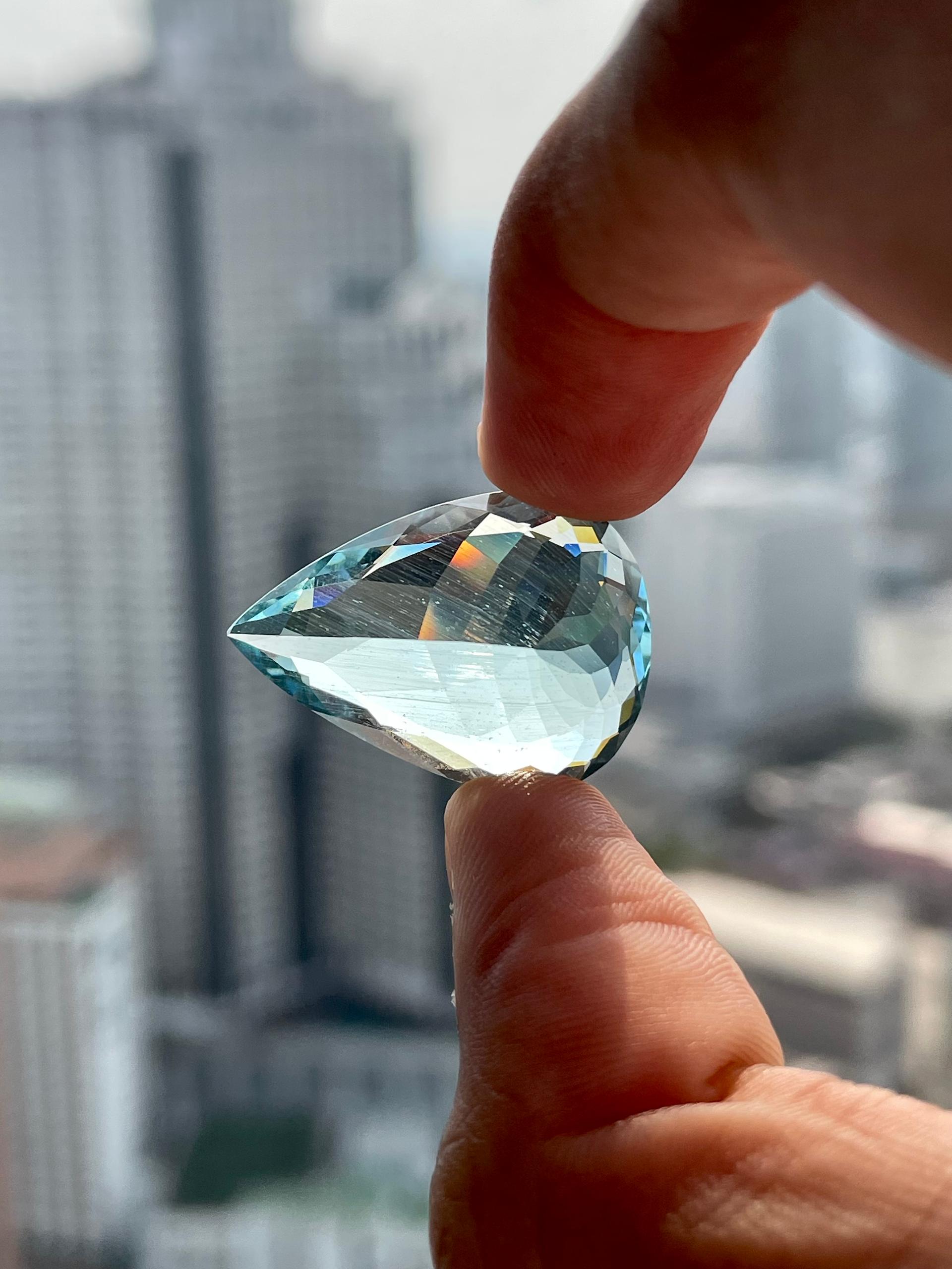 arctic blue aquamarine, 24.29ct pear cut — view 6
