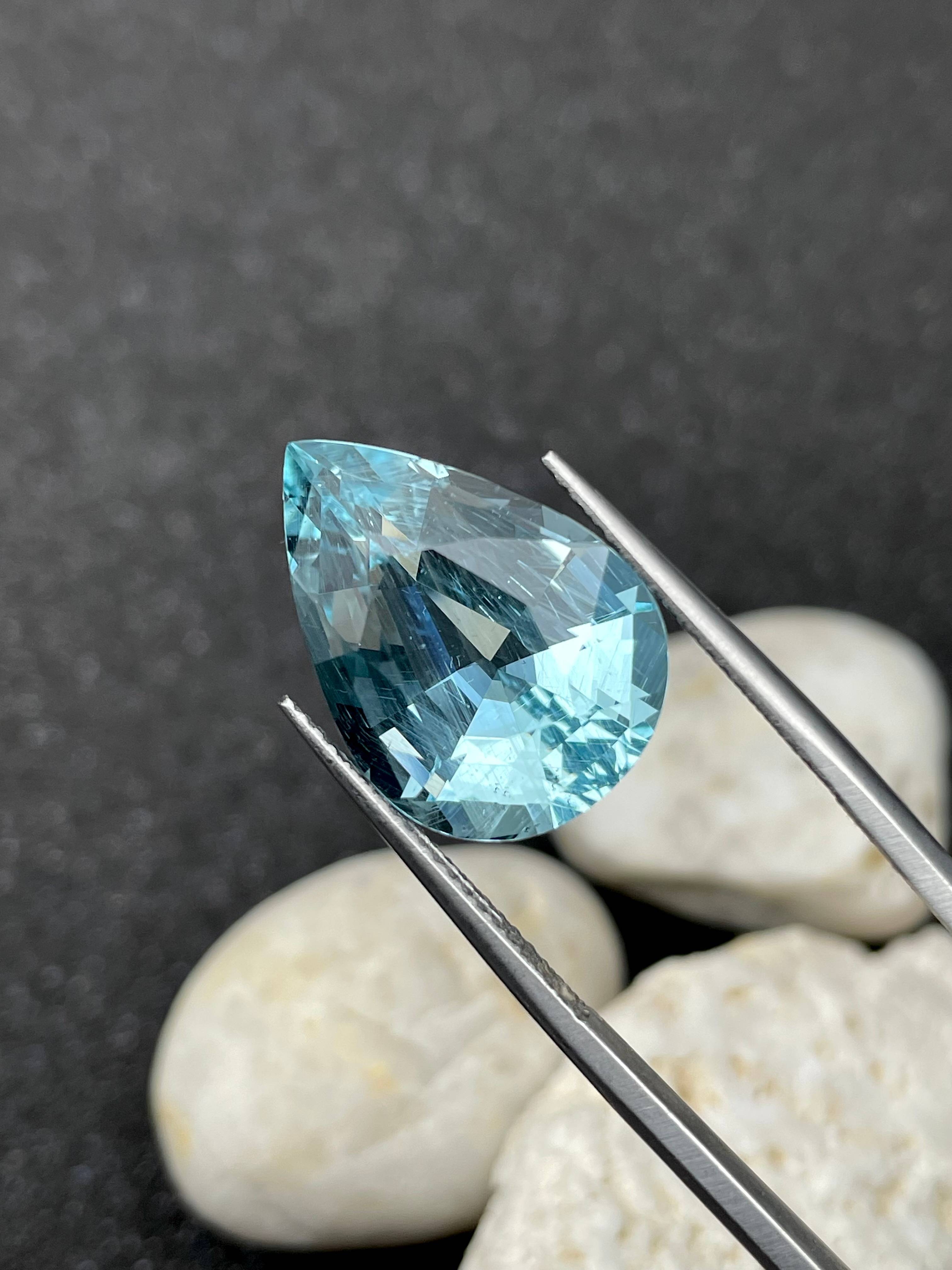baby blue aquamarine, 11.92ct pear cut — view 5