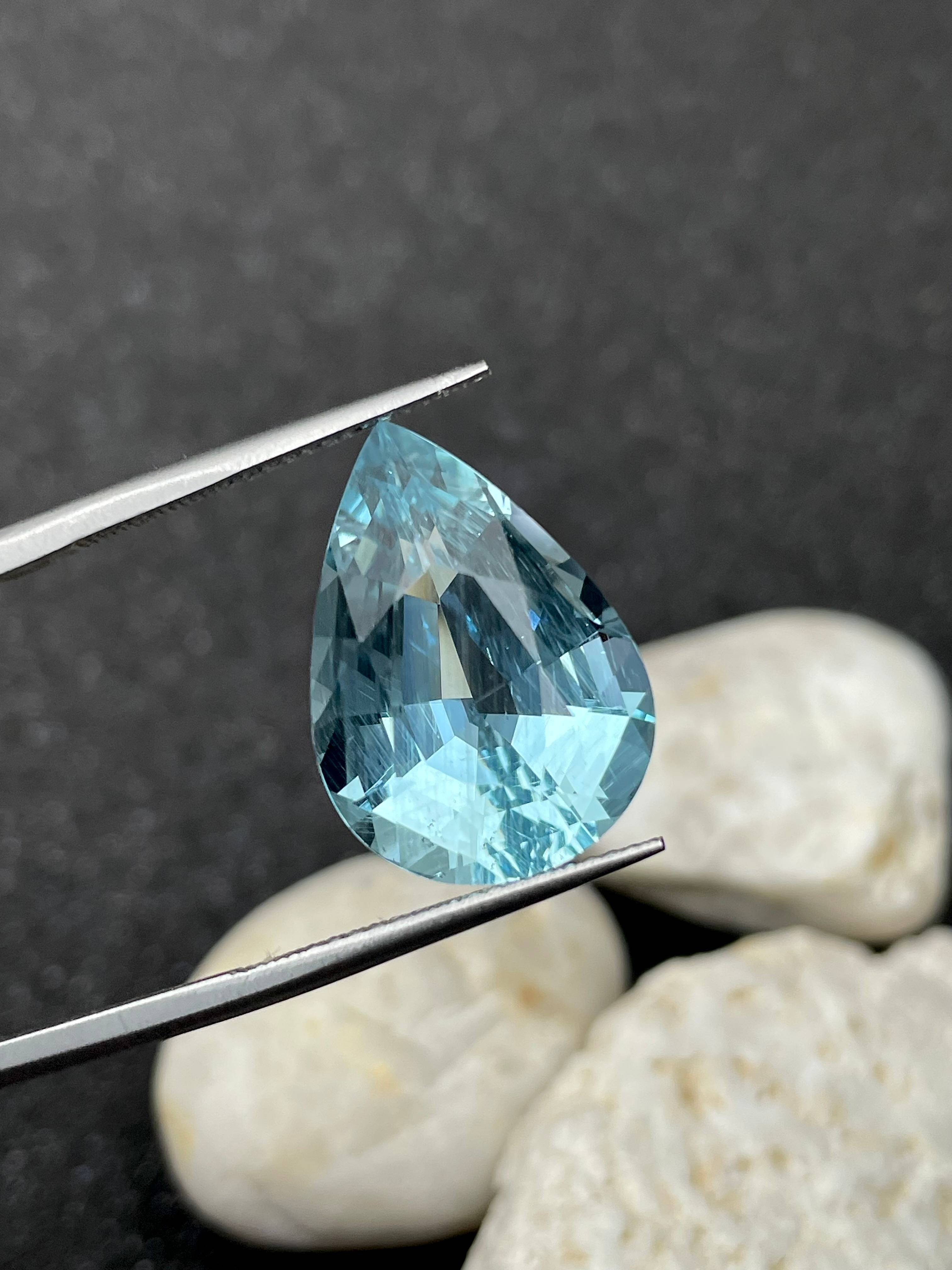 baby blue aquamarine, 11.92ct pear cut — view 6