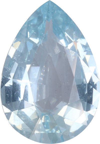 Pear cut aquamarine, 17.18 by 12.02 mm, shown at actual size