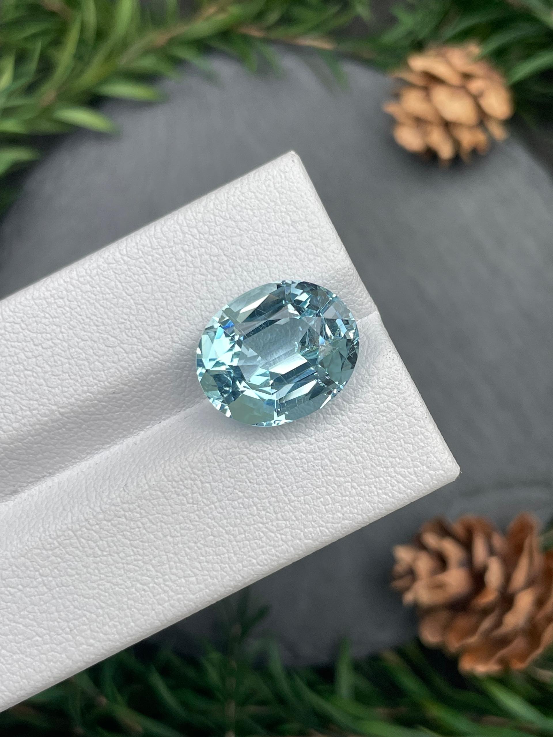 baby blue aquamarine, 7.7ct oval cut — view 5