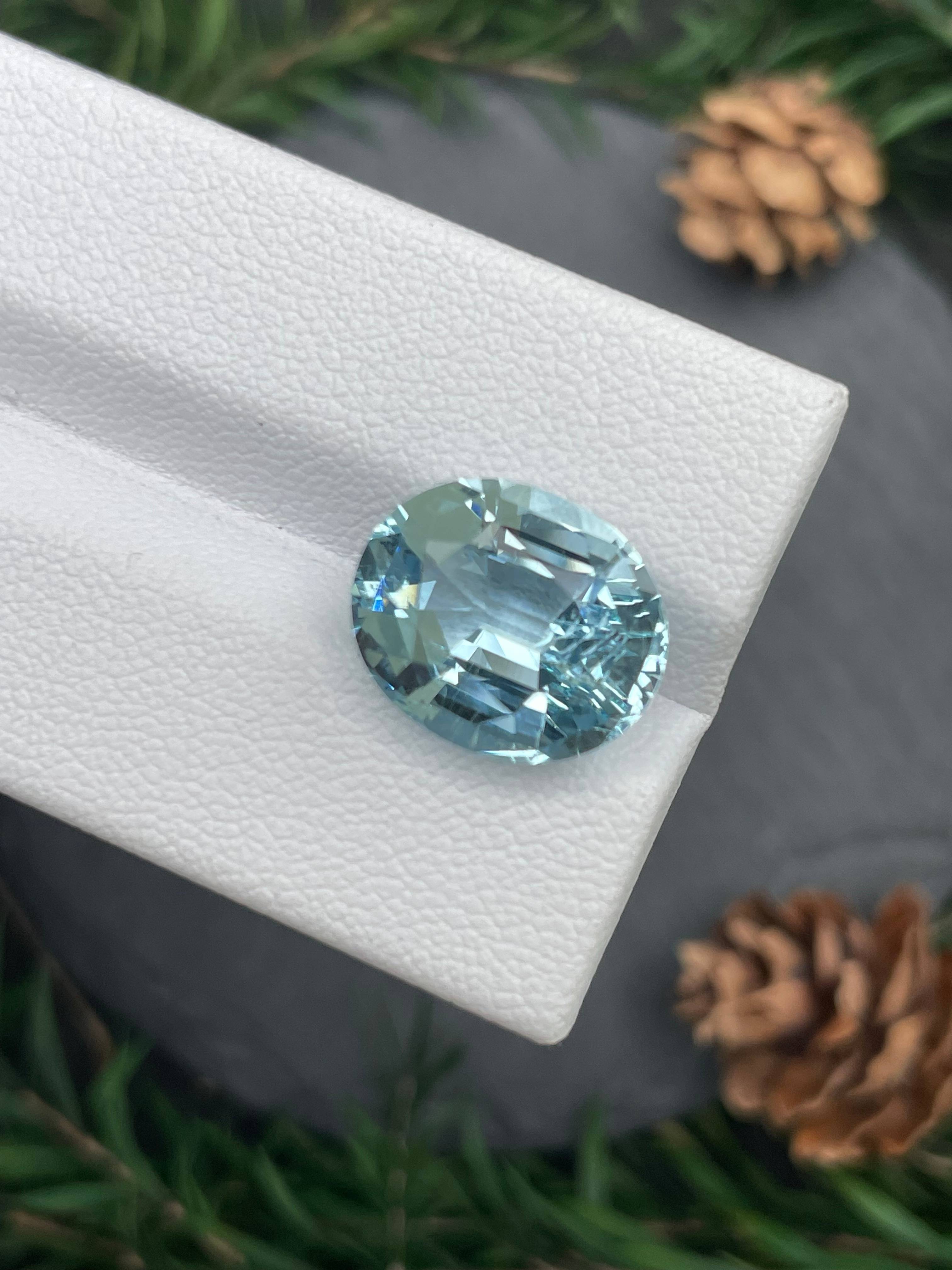 baby blue aquamarine, 7.7ct oval cut — view 6