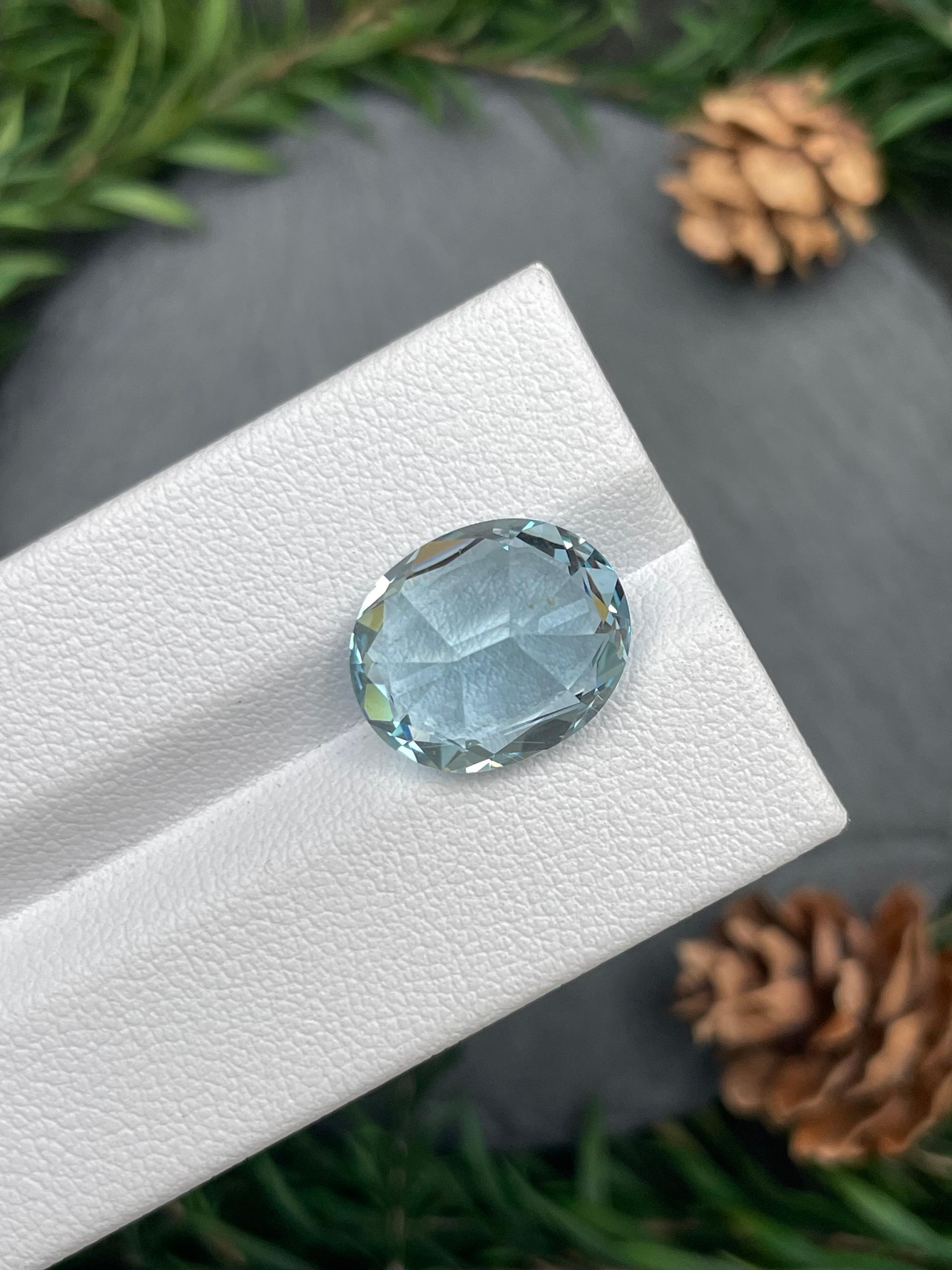 baby blue aquamarine, 7.7ct oval cut — view 7