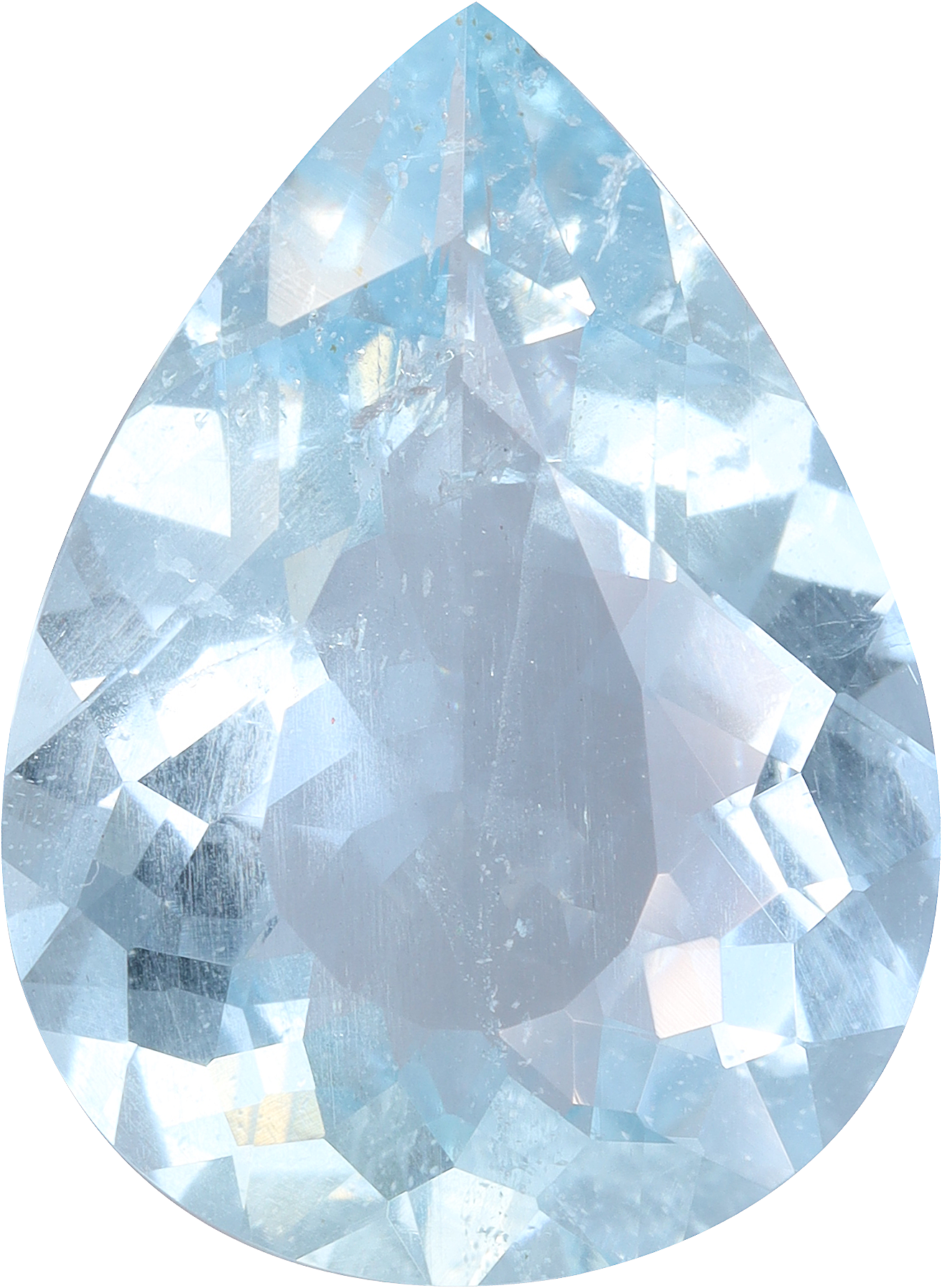 Pear cut aquamarine, 17.52 by 12.97 mm, shown at actual size