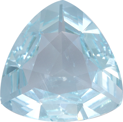 Trilliant cut aquamarine, 13.19 by 13.11 mm, shown at actual size
