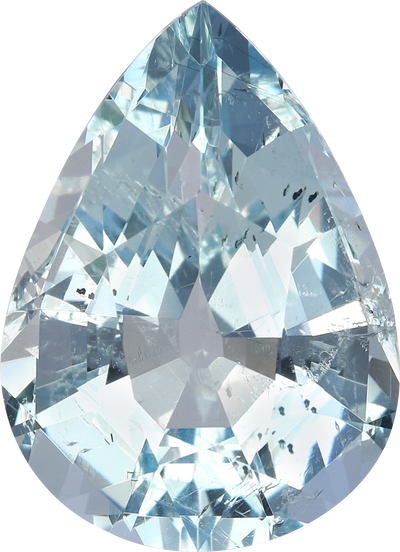 Pear cut aquamarine, 16.04 by 11.56 mm, shown at actual size