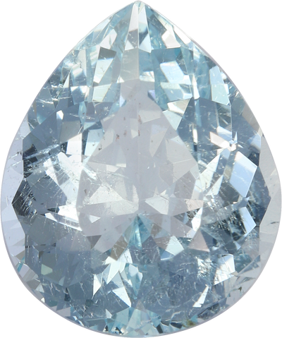 Pear cut aquamarine, 12.93 by 10.96 mm, shown at actual size