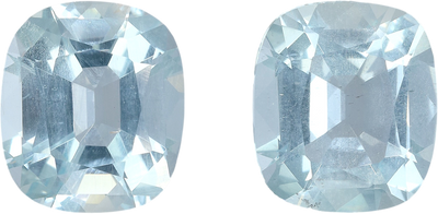 Cushion cut aquamarine, 11.4 by 9.97 mm, shown at actual size