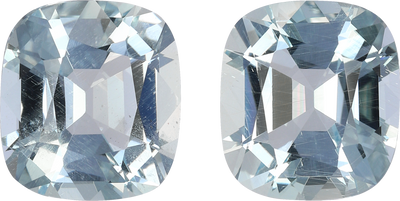 Cushion cut aquamarine, 11.06 by 9.96 mm, shown at actual size