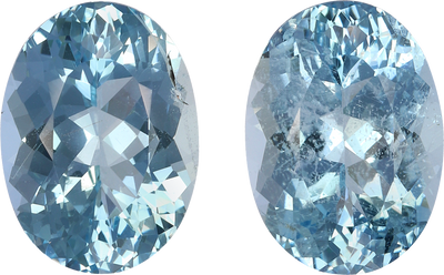 Oval cut aquamarine, 12.1 by 8.74 mm, shown at actual size