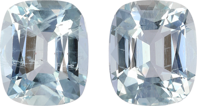 Cushion cut aquamarine, 11.48 by 9.52 mm, shown at actual size