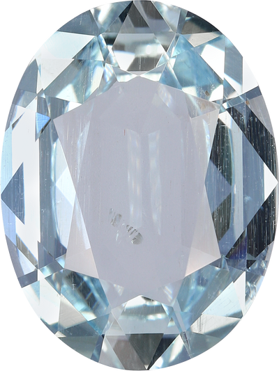 Oval cut aquamarine, 16.14 by 12.15 mm, shown at actual size
