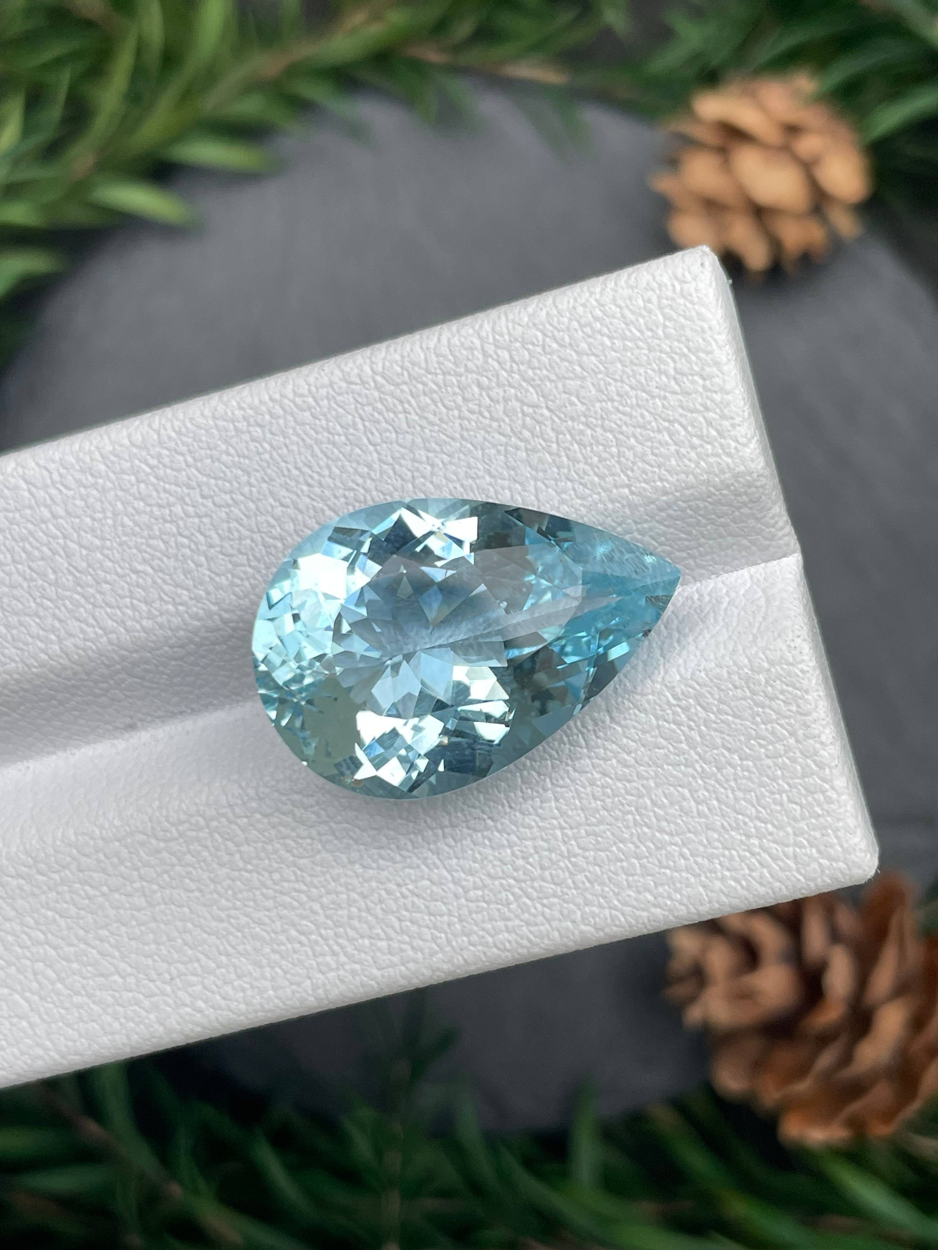 baby blue aquamarine, 14.89ct pear cut — view 5