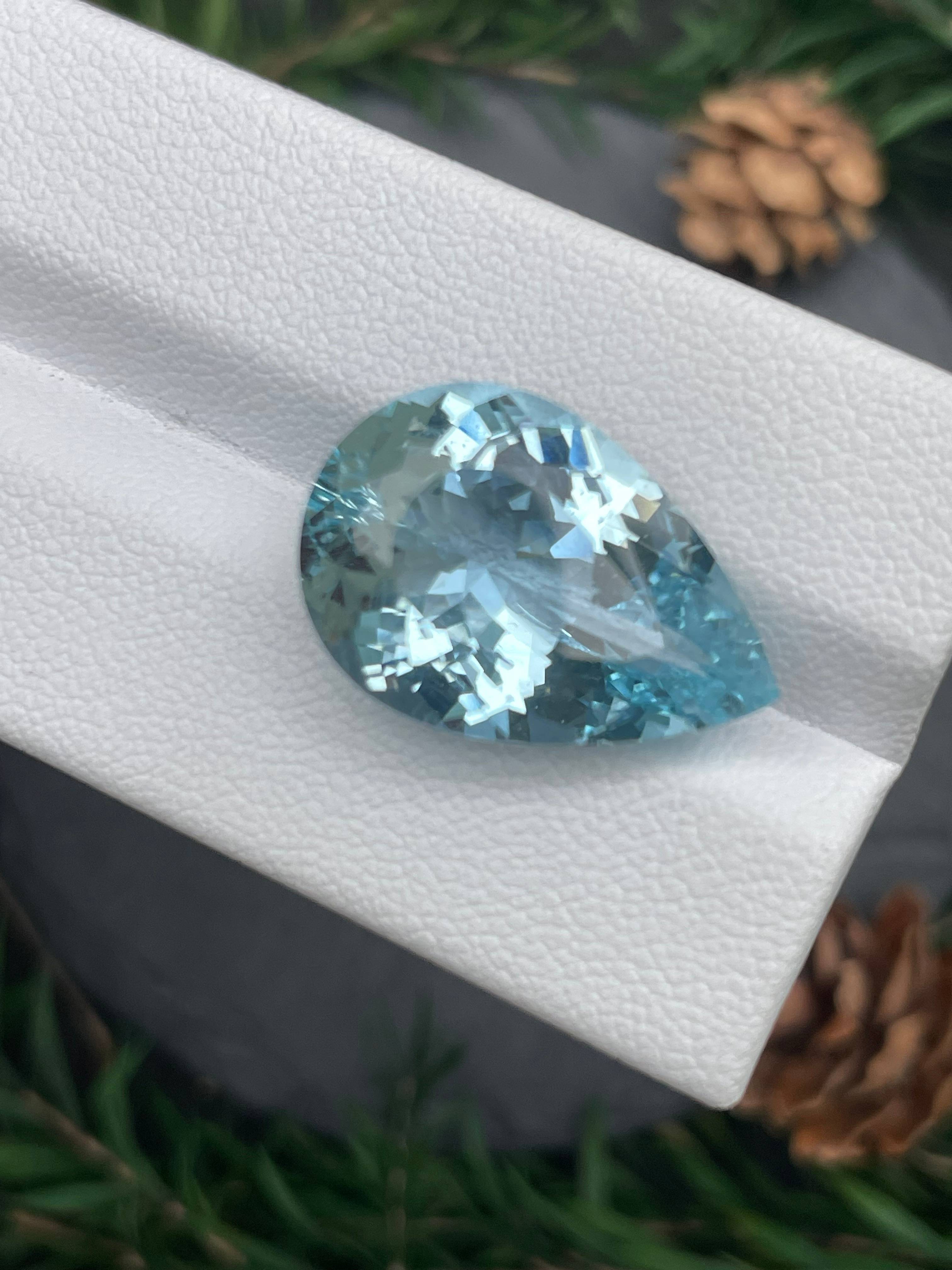 baby blue aquamarine, 14.89ct pear cut — view 6