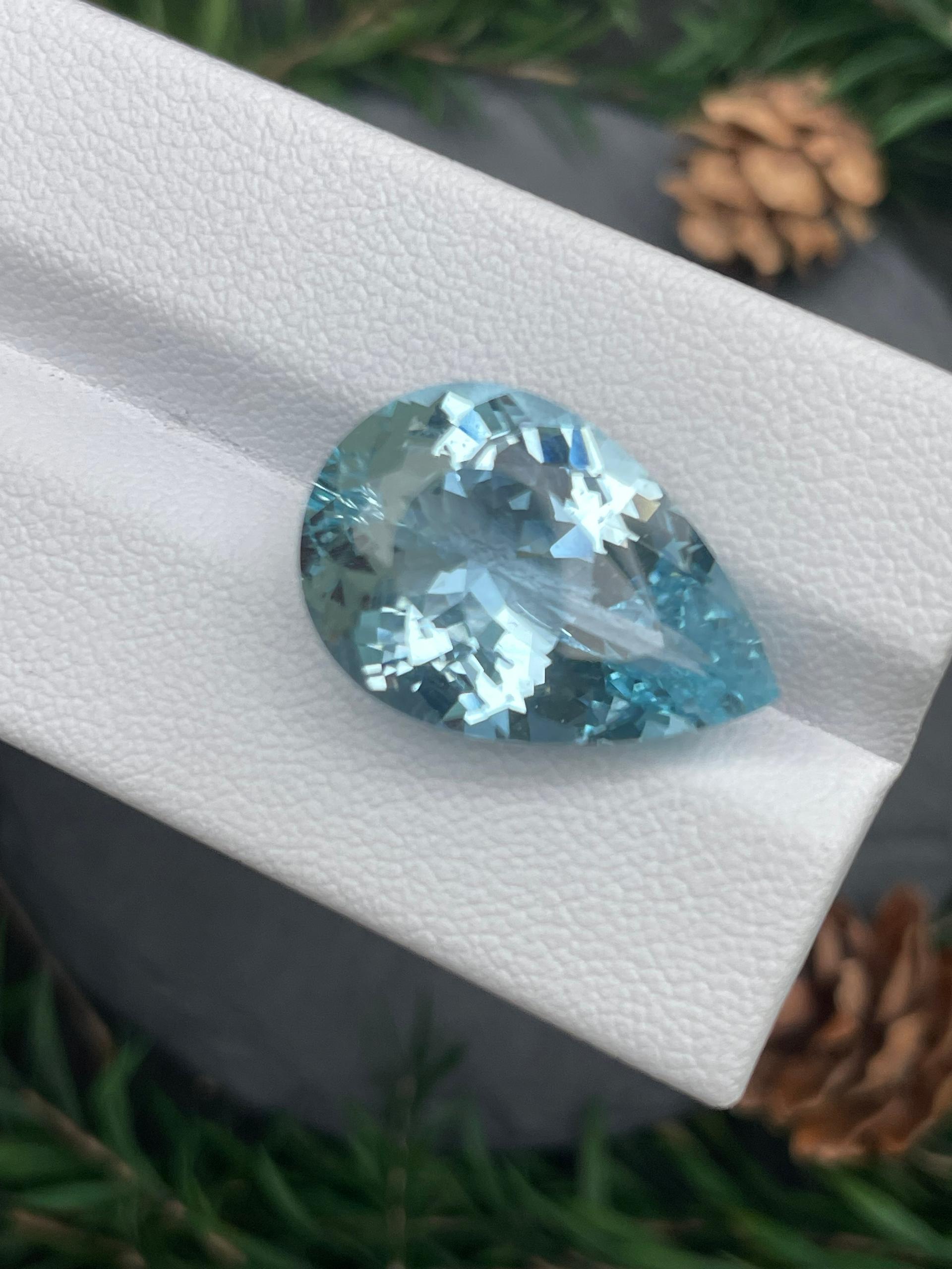 baby blue aquamarine, 14.89ct pear cut — view 6