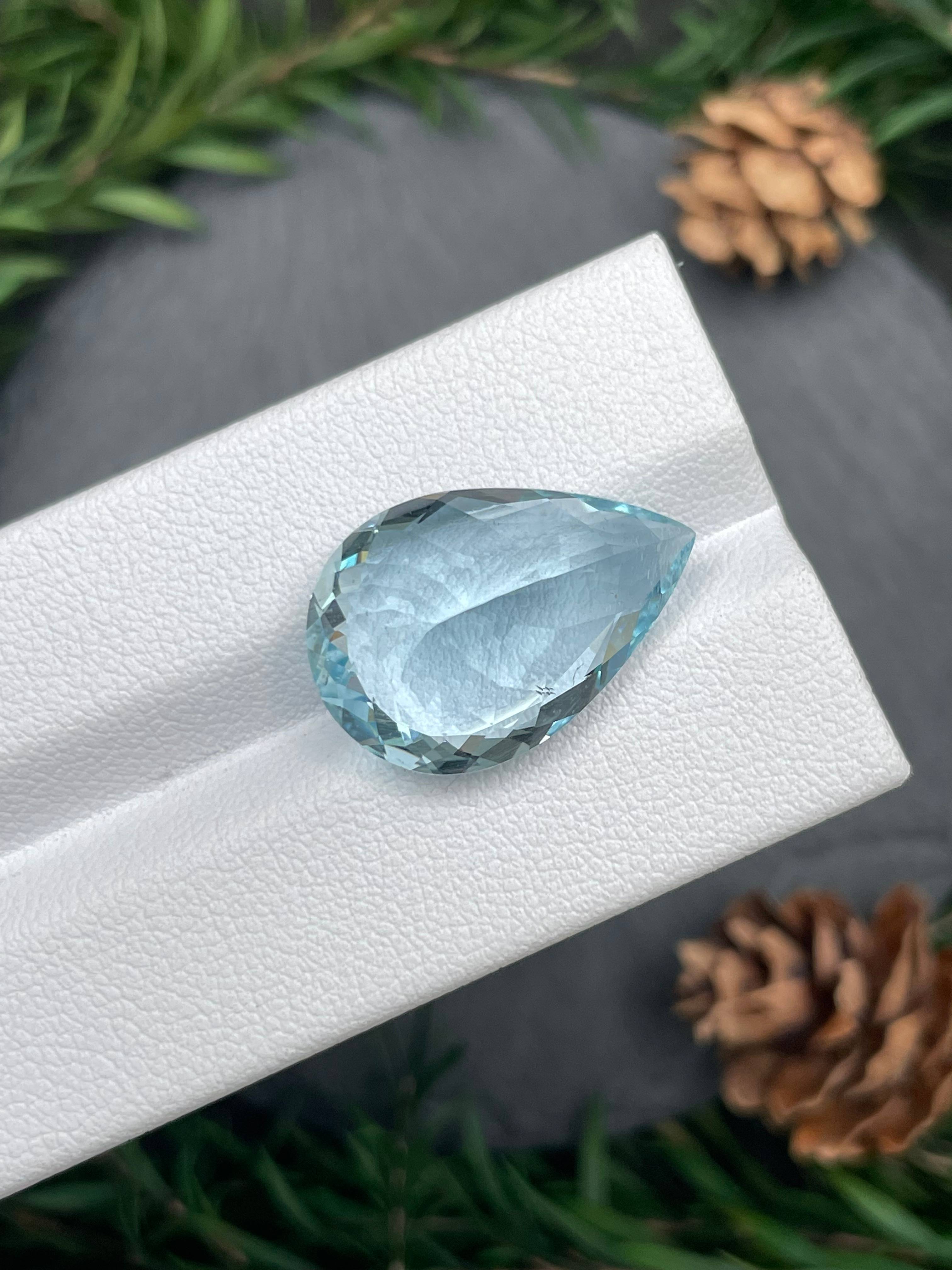 baby blue aquamarine, 14.89ct pear cut — view 7