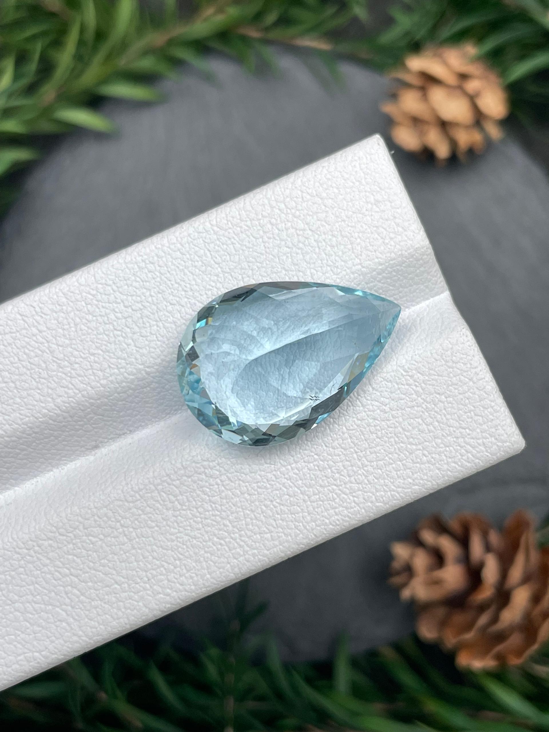 baby blue aquamarine, 14.89ct pear cut — view 7