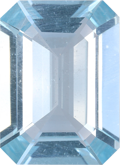 Rectangular cut aquamarine, 18.51 by 13.48 mm, shown at actual size