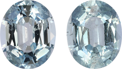 Oval cut aquamarine, 14.19 by 11.44 mm, shown at actual size